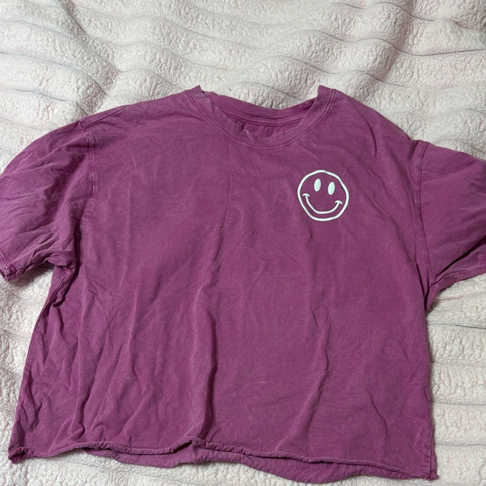 Purple Smiley Face Crop Top
